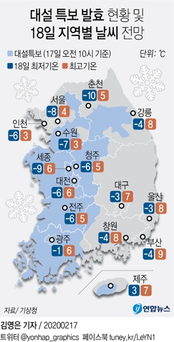 서울 아침 체감온도 -10도…호남·충남·제주는 내일까지 눈 - 2