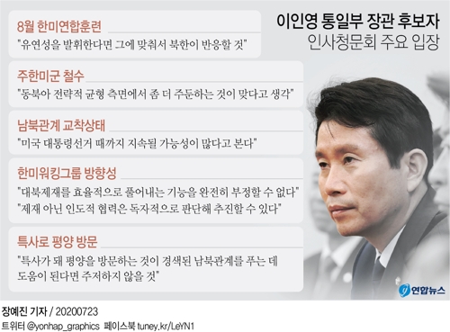 [그래픽] 이인영 통일부 장관 후보자 인사청문회 주요 입장