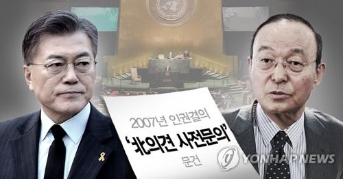 This image shows Moon Jae-in (L), the presidential candidate of the liberal Democratic Party, and former Foreign Minister Song Min-soon. (Yonhap)