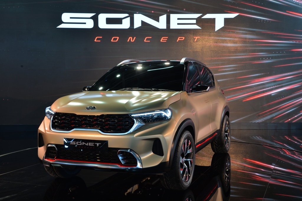 This photo provided by Kia Motors shows its Sonet concept at the New Delhi Auto Expo on Feb. 4, 2020. (PHOTO NOT FOR SALE) (Yonhap)