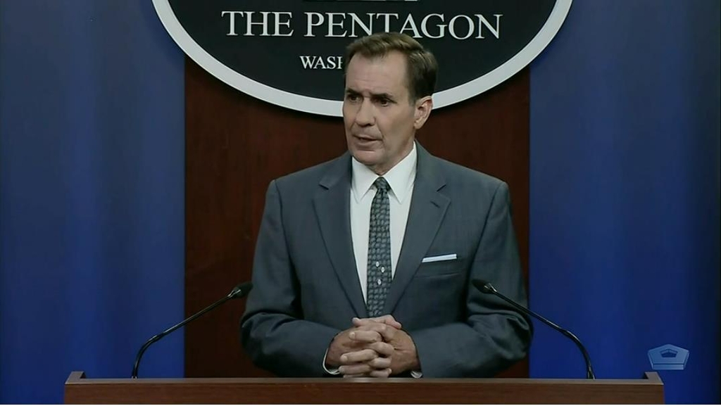 John Kirby, spokesman for the U.S. Department of Defense, is seen answering questions at a press briefing at the Defense Department in Washington on July 19, 2021, in this image captured from the department's website. (PHOTO NOT FOR SALE) (Yonhap)