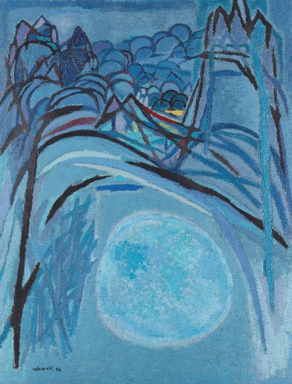 This image provided by the National Museum of Modern and Contemporary Art, Korea (MMCA) shows painter Kim Whan-ki's "Mountain and Moon." (PHOTO NOT FOR SALE) (Yonhap)