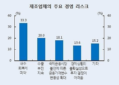 제조업체가 꼽은 최대 경영위험요인은 "내수 회복 부진" - 2