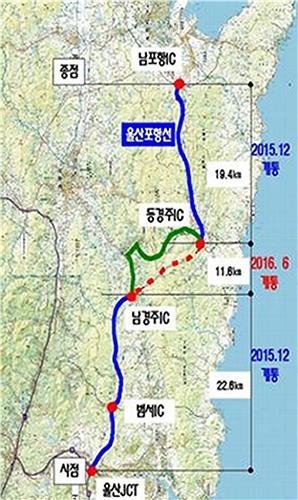 울산∼포항 고속도로 30일 완전 개통…'해오름 동맹' 구축 - 2