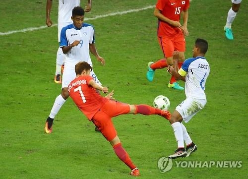-올림픽-<축구> 한국, 선제골 허용…온두라스에 0-1(후반 진행중) - 2
