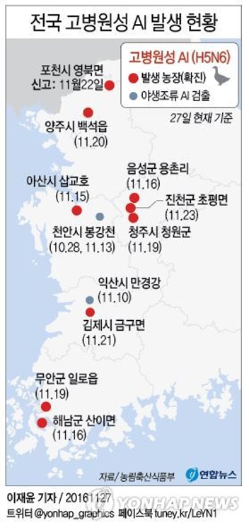 기세 안 꺾이는 AI…경기 이천 의심신고·전남 강진 철새 감염 - 2