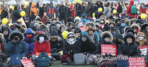 강추위도 탄핵촉구 막지 못해