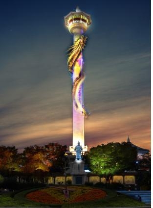 용두산공원 부산타워 미디어파사드 [부산시 제공=연합뉴스=