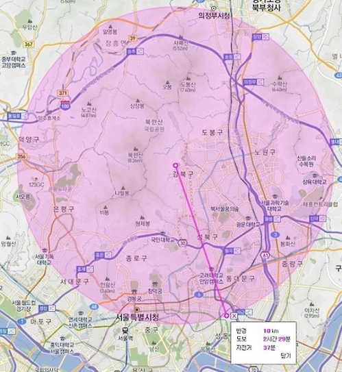 야생조수류 예찰지역(발생지 반경 10㎞ 내)