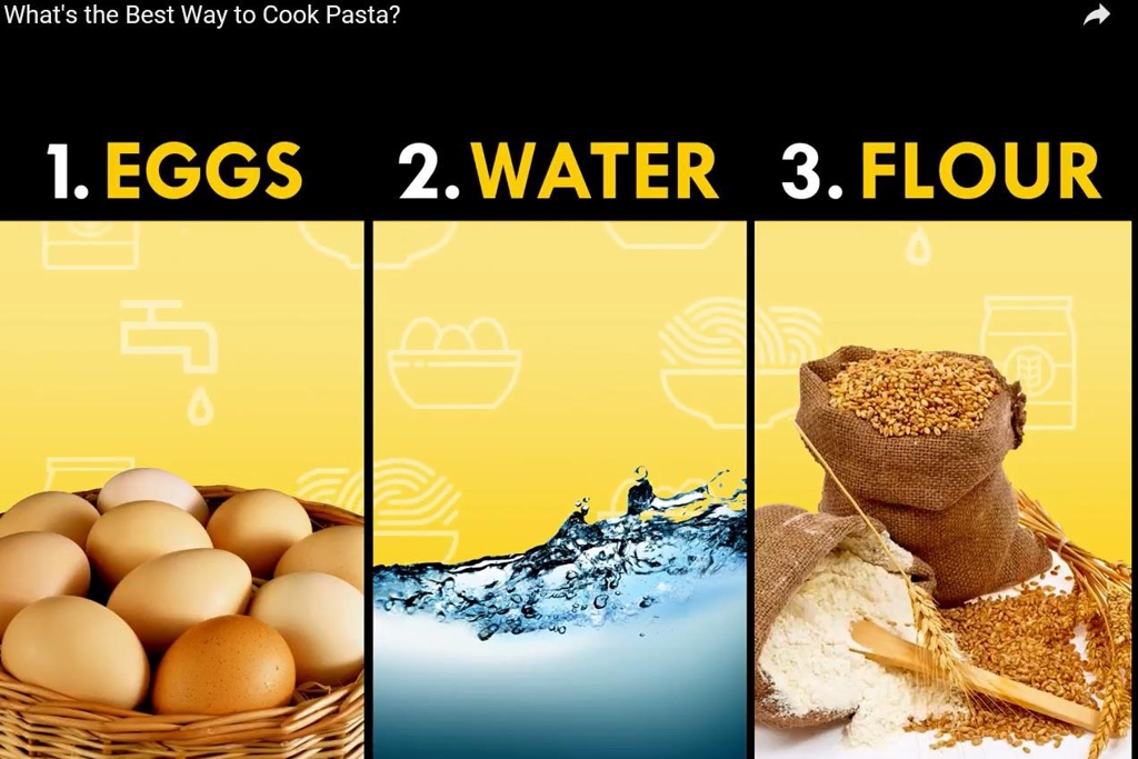  파스타의 주 원료는 밀가루, 계란, 물 