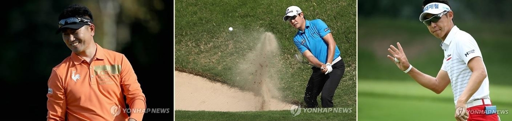 매경오픈에서 격돌하는 양용은, 김경태, 최진호.<왼쪽부터>