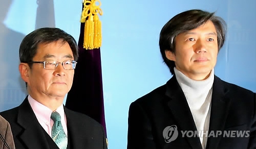안경환 법무장관 전 후보자와 조국 청와대 민정수석