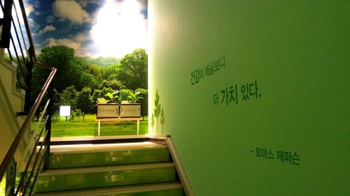 당진시청사 계단에 설치된 허브림