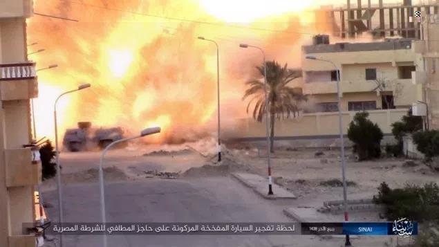 올해 1월 시나이반도 검문소를 겨냥한 IS의 자폭공격[트위터]