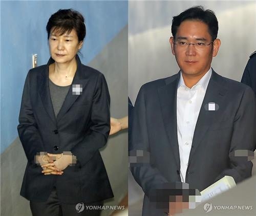 박근혜 전 대통령(왼쪽)과 이재용 삼성전자 부회장. [연합뉴스 자료사진]