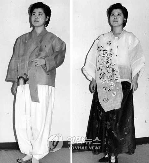 이영희가 1987년 선보인 한복을 현대화한 활동복.