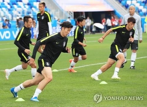 월드컵 한국선수단 훈련 장면