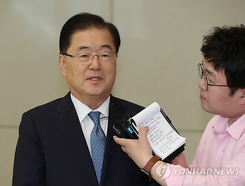 답변하는 정의용 국가안보실장