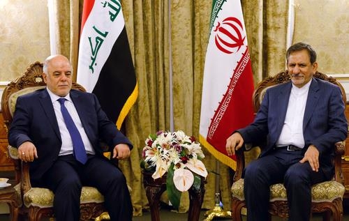 2014년 테헤란을 찾아 이란 부통령을 만난 하이데르 알아바디 이라크 총리(왼쪽)[EPA=연합뉴스]