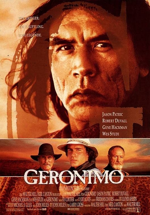 1994년 개봉된 월터 힐 감독, 제이슨 패트릭·진 해크먼·로버트 듀발 주연의 영화 '제로니모' 포스터.