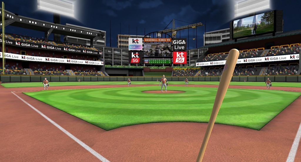 KT가 'GiGA Live TV'를 통해 선보일 'VR 스포츠' 야구 편에서 타자가 플레이하는 장면 [KT 제공]