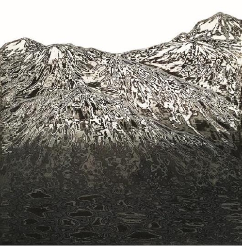 장광범, 마운틴 누아르, 캔버스에 아크릴릭·샌딩, 100×100cm, 2017