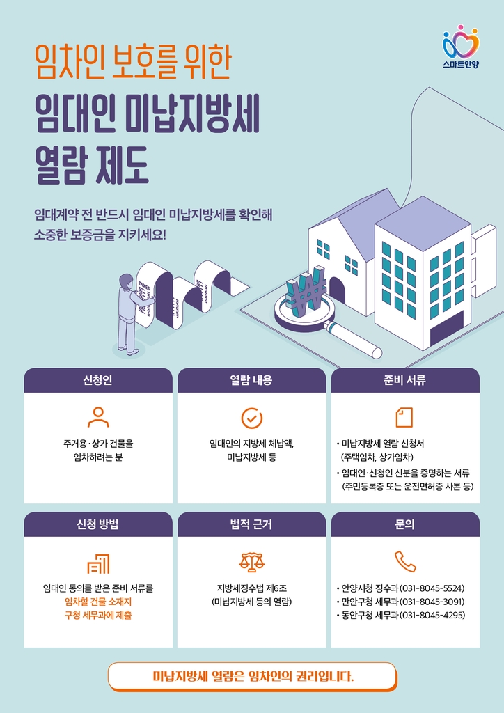 임대인 미납지방세 열람제도 안내문