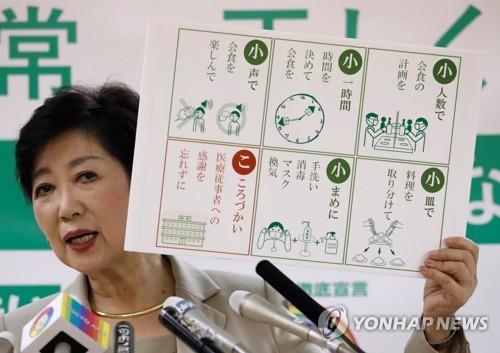 (도쿄 로이터=연합뉴스) 고이케 유리코(小池百合子) 일본 도쿄도(東京都) 지사가 19일 도쿄도청에서 열린 기자회견에서 신종 코로나바이러스 감염증(코로나19) 확산 방지 대책에 관해 설명하고 있다.
