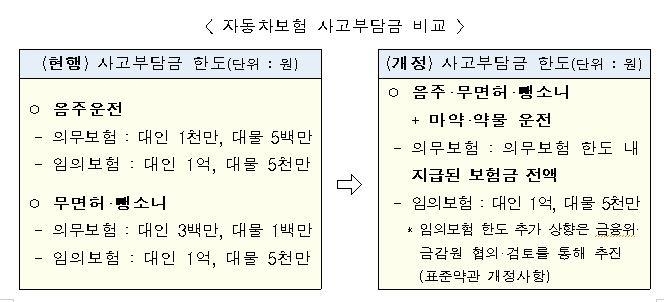 자동차보험 사고부담금 비교
