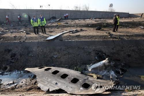 테헤란 부근에서 격추된 우크라이나 여객기 잔해