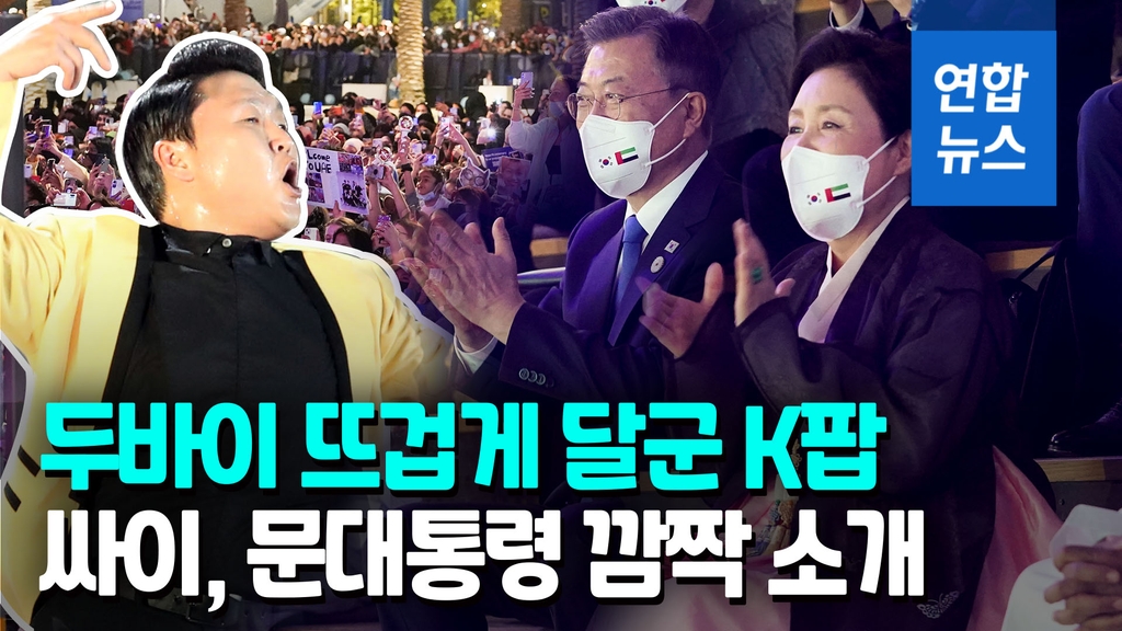 [영상] 두바이서 싸이 만난 문대통령…K팝 콘서트 열기 후끈 - 2