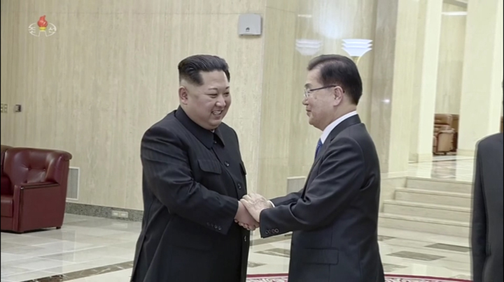 韓国特使団と金正恩氏の面談　北朝鮮メディアが映像公開（３月７日）