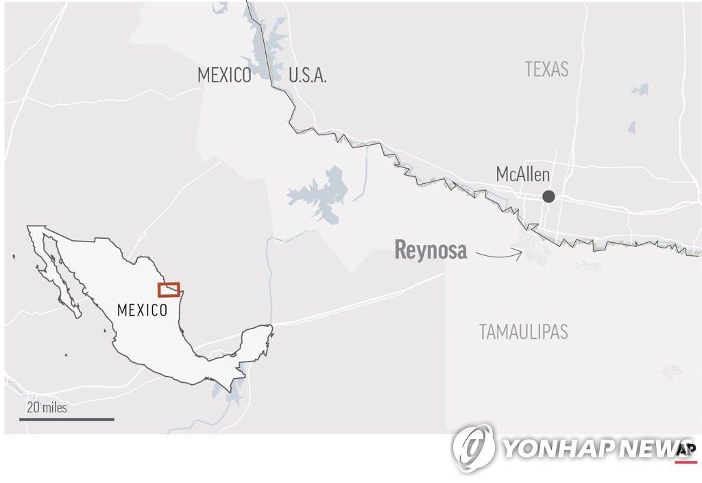 미국과 국경을 접한 멕시코 레이노사 위치. [AP=연합뉴스 자료사진]