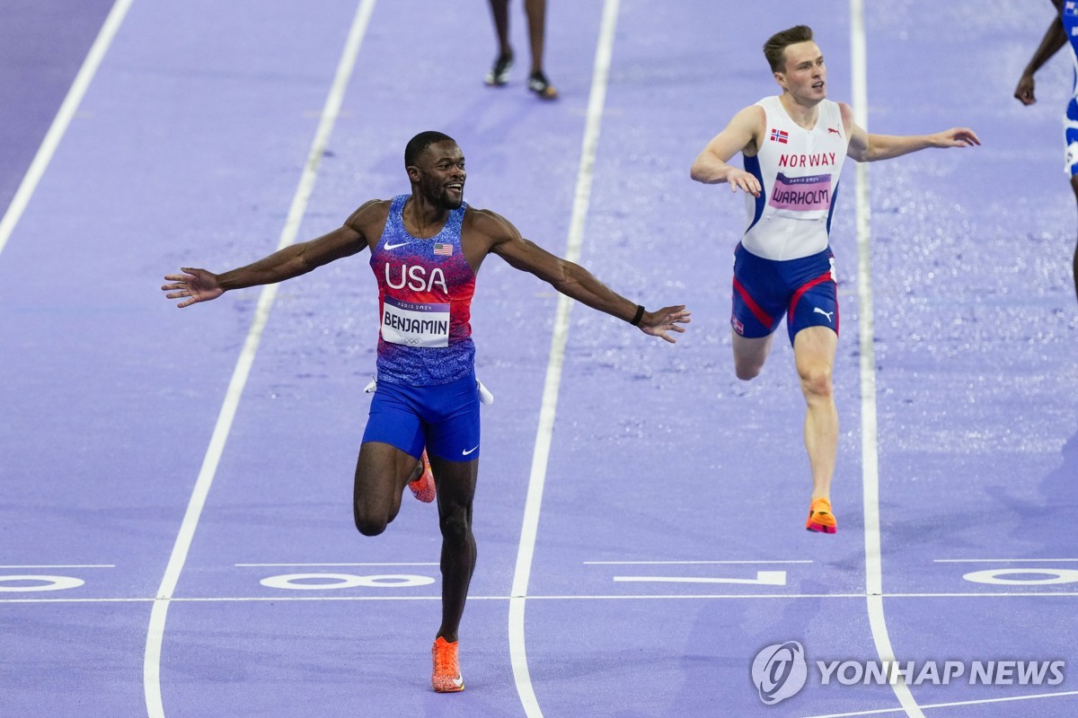 벤저민, 파리 올림픽 육상 남자 400ｍ 허들 우승