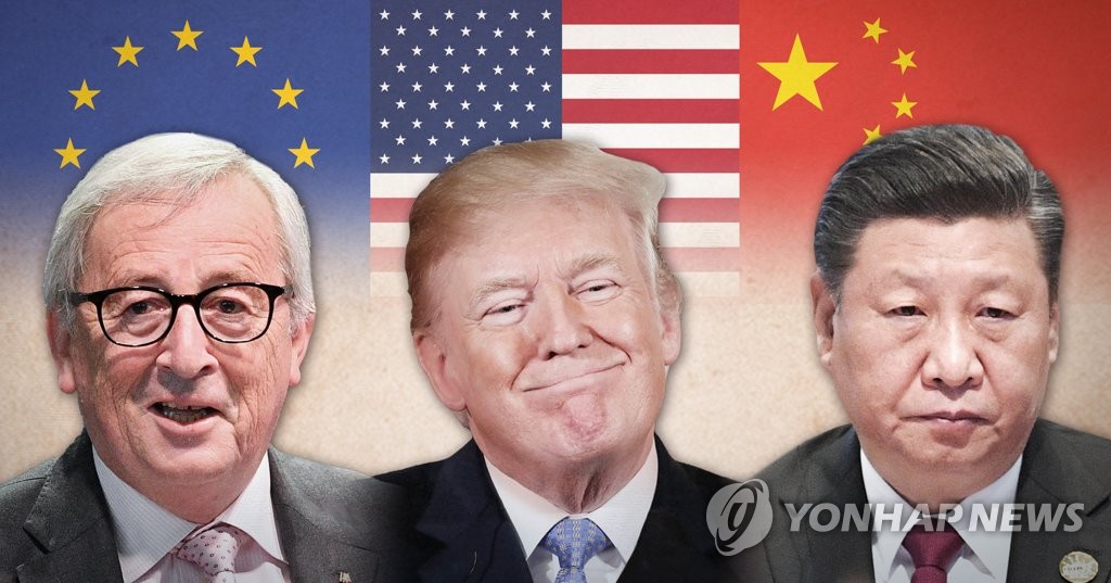 무역전쟁, EU 융커·트럼프·시진핑 (PG)