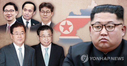 방북 특사단과 김정은 (PG)