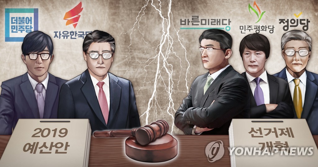 민주당·한국당-야 3당_예산안과 선거제 개혁 갈등 (PG)