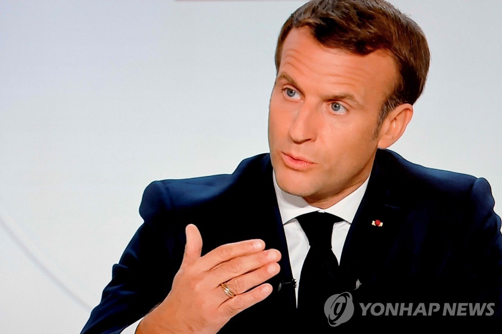 기자회견 하는 에마뉘엘 마크롱 프랑스 대통령