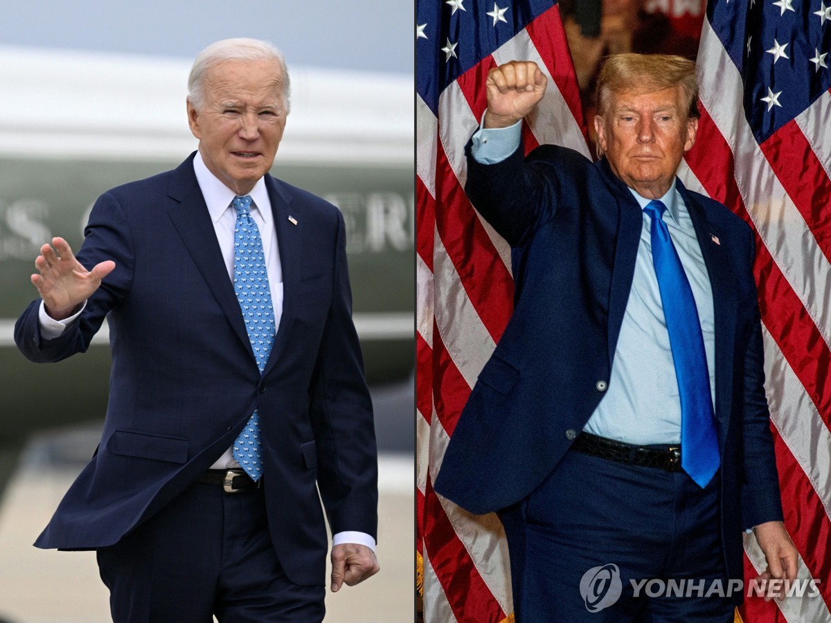 This combination of pictures, released by AFP, shows U.S. President Joe Biden (L) and former President Donald Trump. (Yonhap)