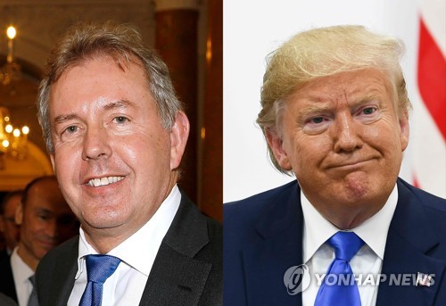 물러난 킴 대럭 주미 영국대사(왼쪽)와 도널드 트럼프 미 대통령(오른쪽)