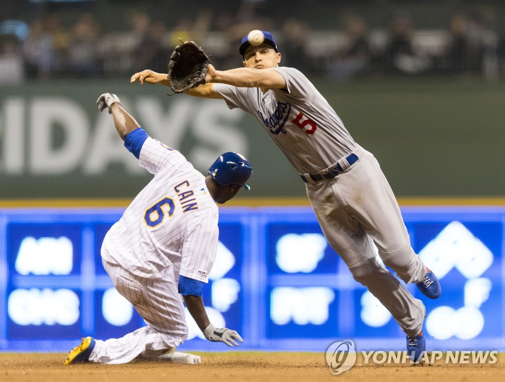 BASEBALL-MLB-MIL-LAD/