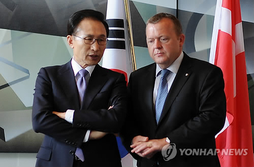 '녹색성장 동맹' 체결식장의 한ㆍ덴마크 정상
