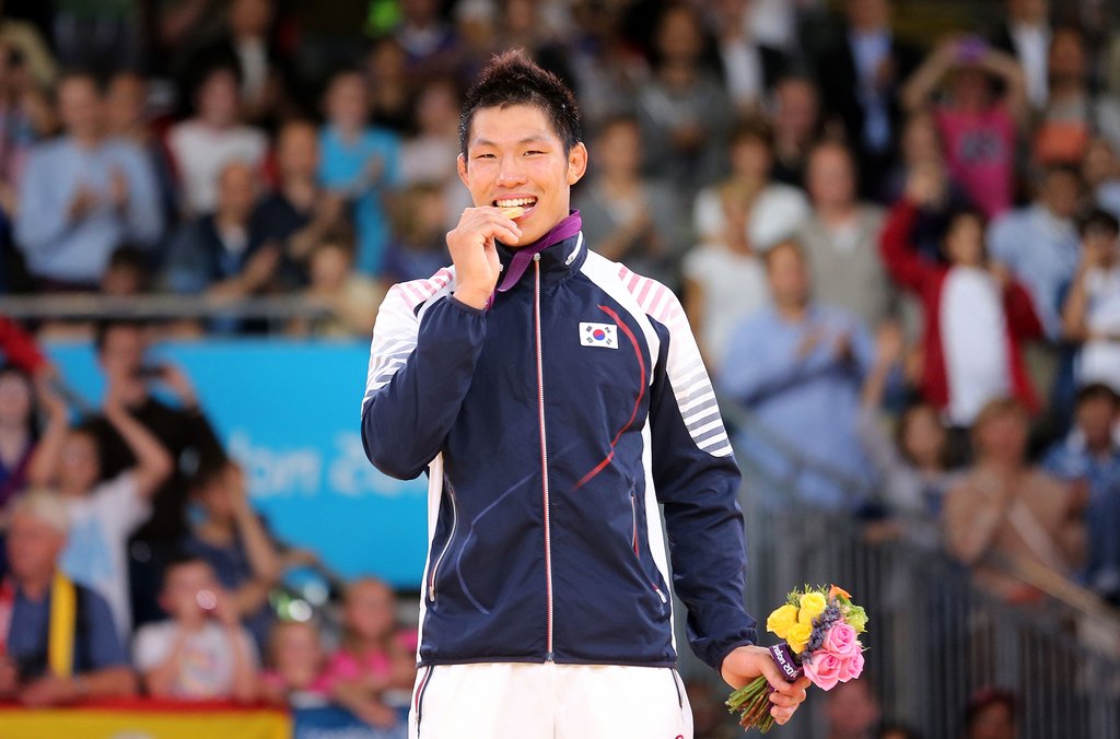 2012년 런던올림픽 유도 남자 83kg급에서 금메달을 따낸 김재범(한국마사회).<<연합뉴스DB>>