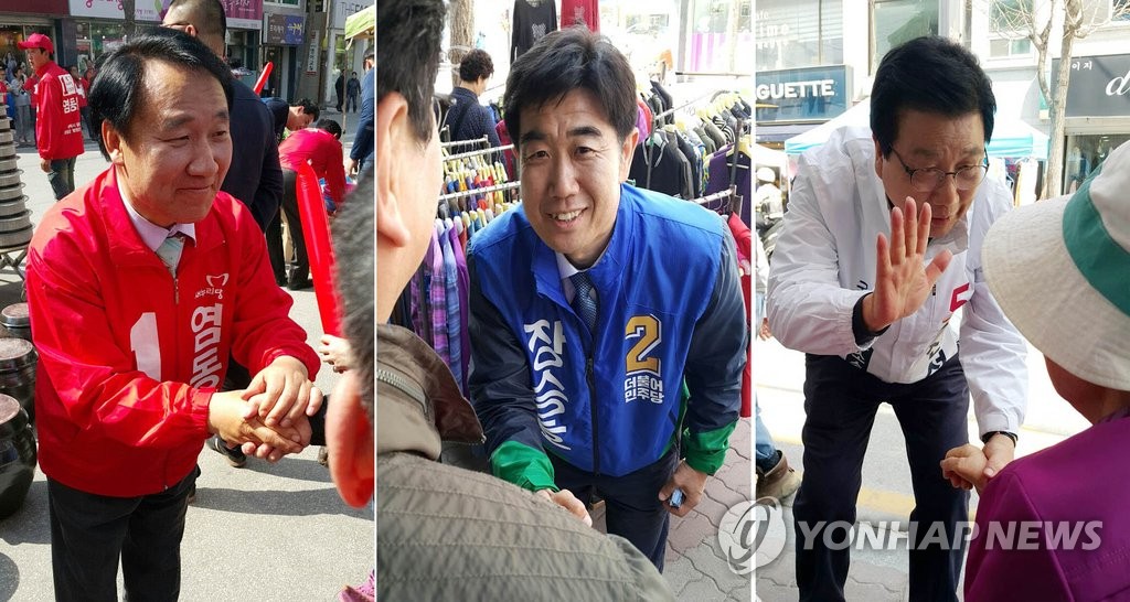 <총선> 공룡선거구 선거운동 나선 세 후보