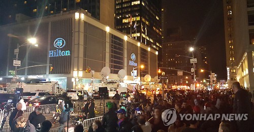 미국 대통령 당선인 취재 위해 몰려든 취재진