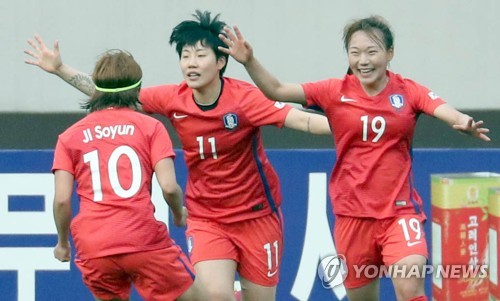 환호하는 장슬기