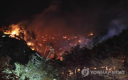 어둠 속 강풍 타고 되살아난 강릉 산불