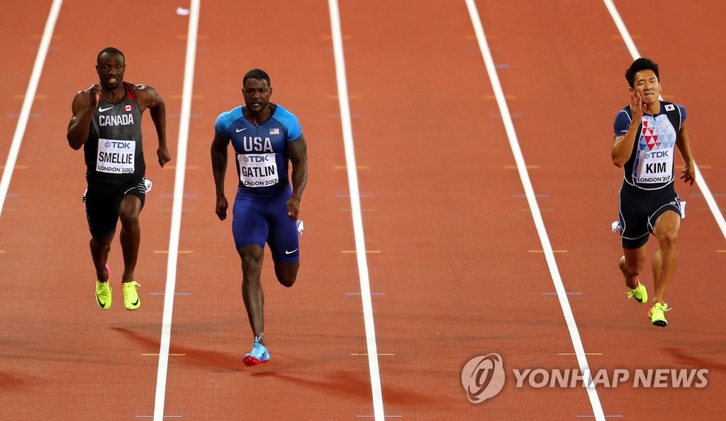 2017년 런던 세계육상선수권 남자 100ｍ 준결승에 진출한 김국영