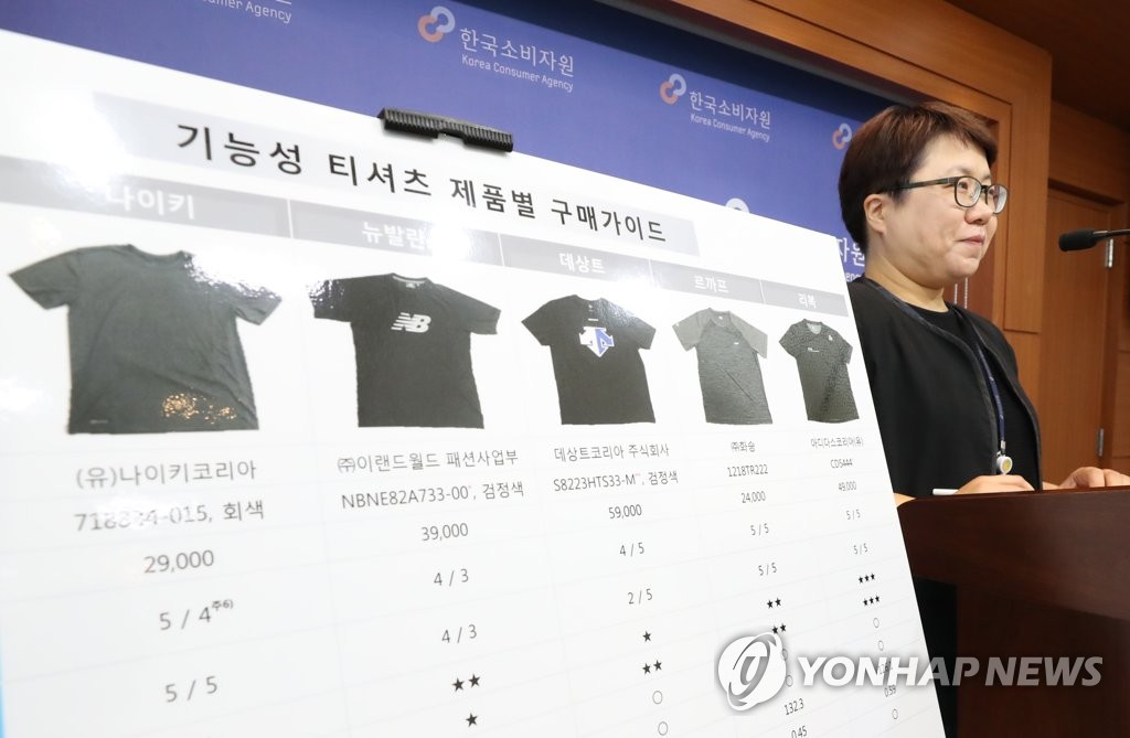 소비자원, 기능성 티셔츠 평가결과 공개