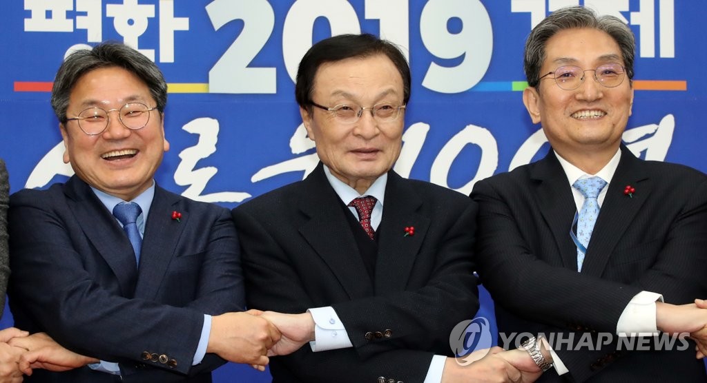 손잡은 이해찬, 노영민, 강기정